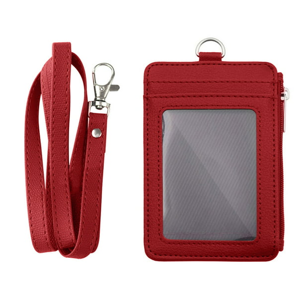 Red Vertical ID Card Holder & Red Neck Strap Lanyard With Metal Clip